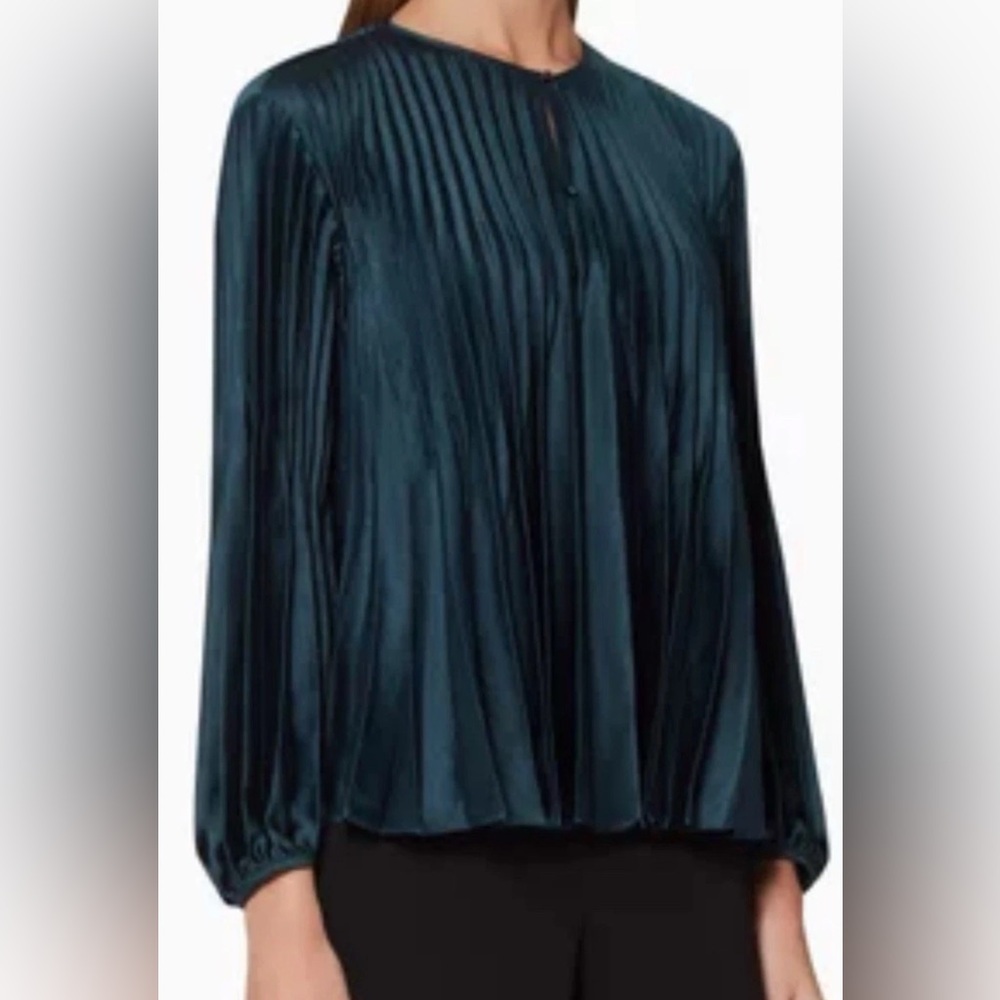 Vince Pleated Swing Top Blouse XXS Teal